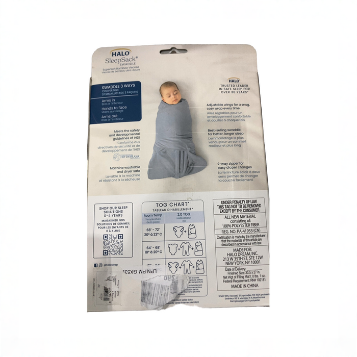 Shop DRAFT - Halo SleepSack Swaddle, Blue Fog, Small 3-6 Months at GoodBuy Gear