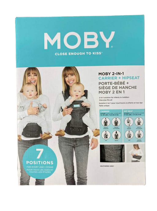 used Moby 2-in-1 Baby Carrier + Hip Seat, Grey