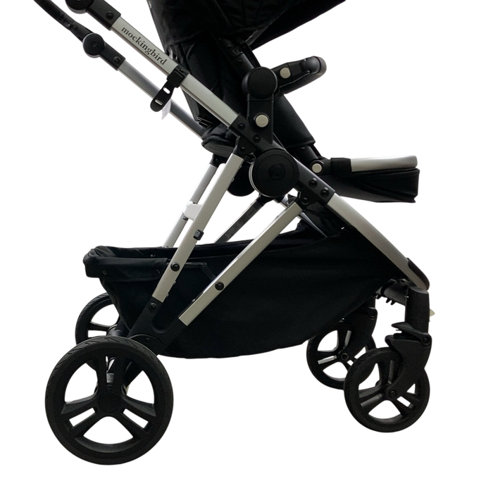 Shop Mockingbird Single 2.0 Stroller, 2024, Black, Silver With Black Leather, Watercolor Drops at GoodBuy Gear