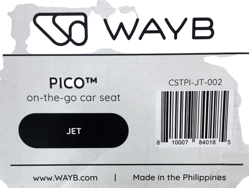 Shop WAYB Pico Portable Car Seat, 2025, Jet at GoodBuy Gear
