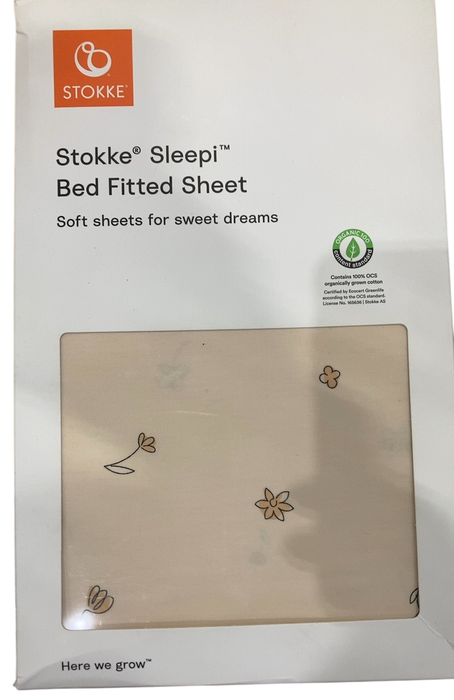 Shop Stokke Sleepi Fitted Sheet, Flower Ecru, V3 at GoodBuy Gear