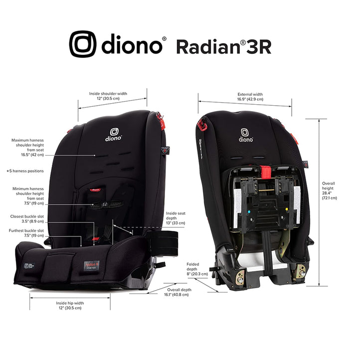 Diono Radian 3R Convertible Car Seat, Black Jet, 2025