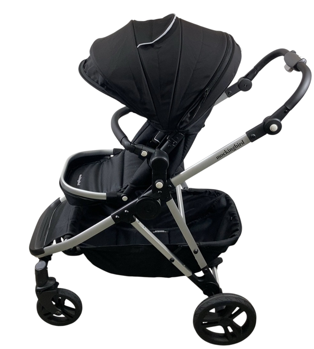 Shop Mockingbird Single to Double 2.0 Stroller, 2024, Black, Silver With Black Leather, Watercolor Drops at GoodBuy Gear