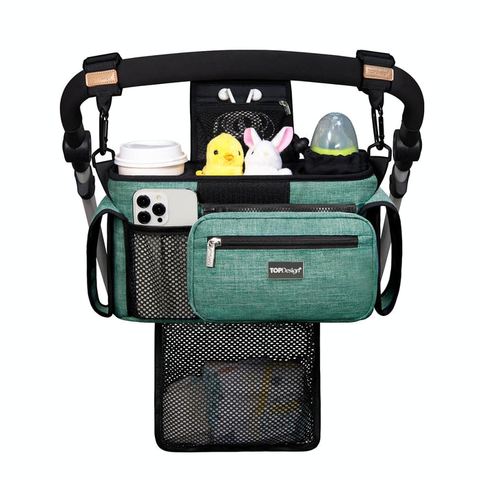 TOPDesign Universal Baby Stroller Organizer, Green, Pro