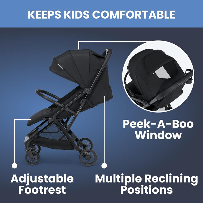 Delta Children Icon Ultra Compact Travel Stroller, Black, 2025