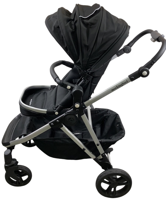Shop Mockingbird Single to Double 2.0 Stroller, 2024, Black, Silver With Black Leather, Windowpane at GoodBuy Gear