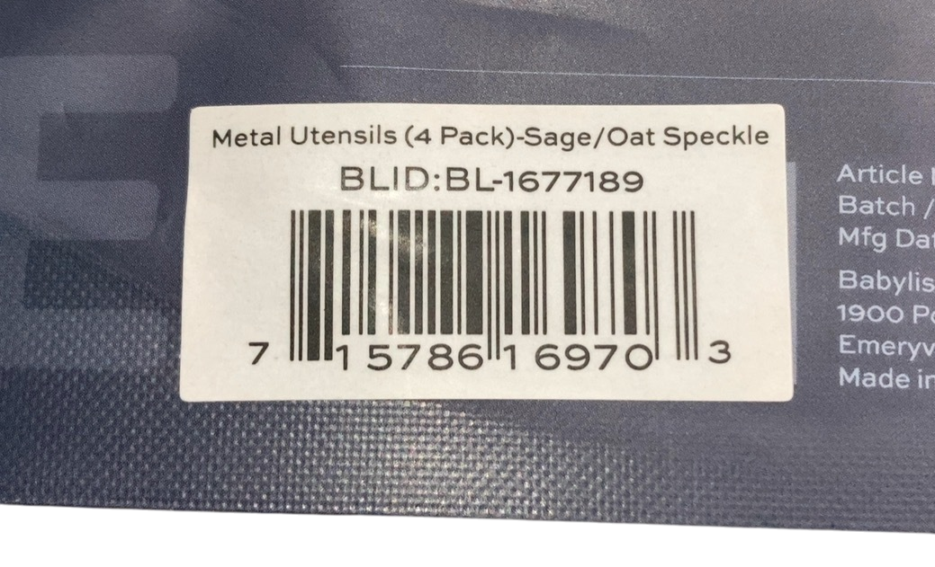 Shop AEIOU Metal Utensils 4 Pack, Sage/Oat Speckle at GoodBuy Gear