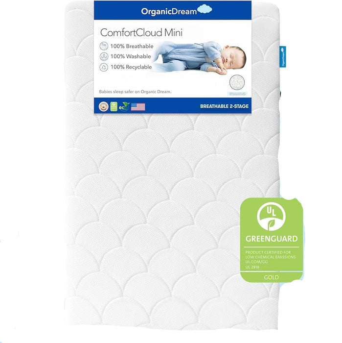 Shop Organic Dream ComfortCloud Mini Crib Mattress, White at GoodBuy Gear