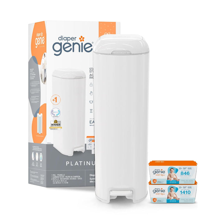 Diaper Genie Platinum Pail Gift Set, Lily White