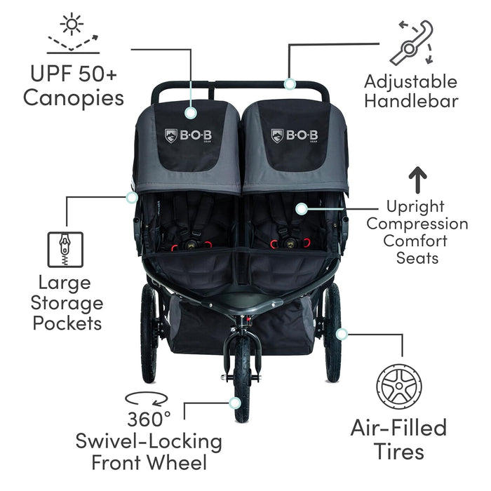 BOB Revolution Flex 3.0 Duallie Stroller, Graphite Black, 2025