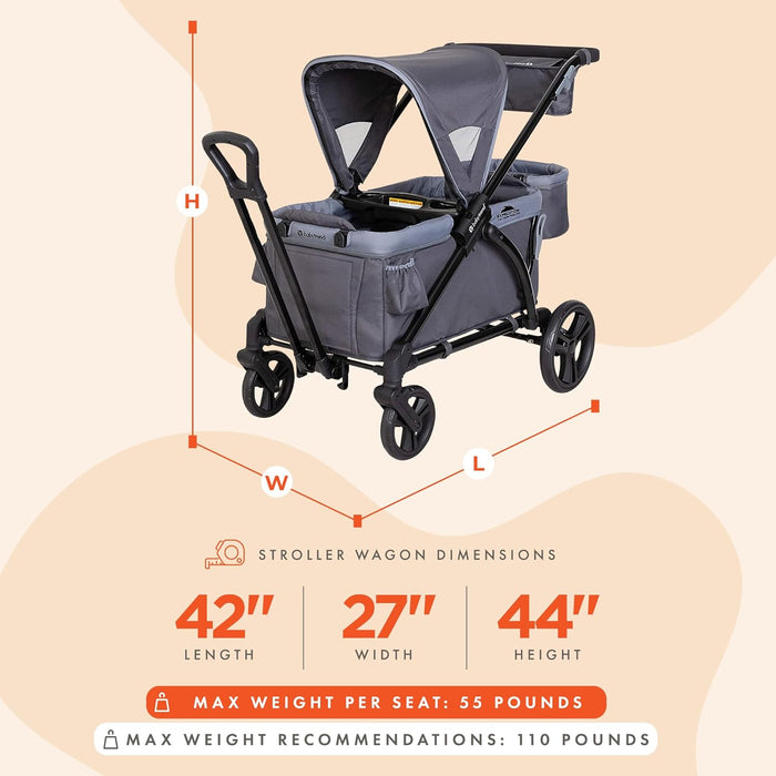 Baby Trend Expedition 2-in-1 Stroller Wagon Plus, Ultra Grey, 2024