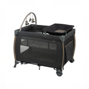Shop Monbebe Play Yard with Full-Size Rocking Bassinet, Castle Point at GoodBuy Gear