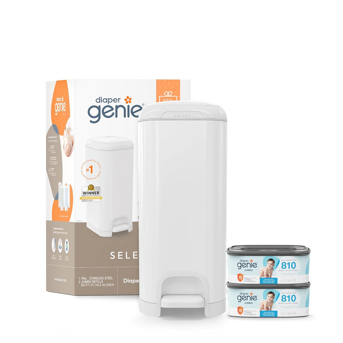 Diaper Genie Select Diaper Pail Gift Set, Lily White