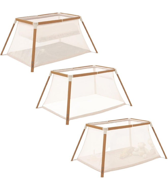 Tutti Bambini CoZee Go 3-in-1 Bassinet/Travel Cot/Playpen, Scandinavian Walnut & Ecru