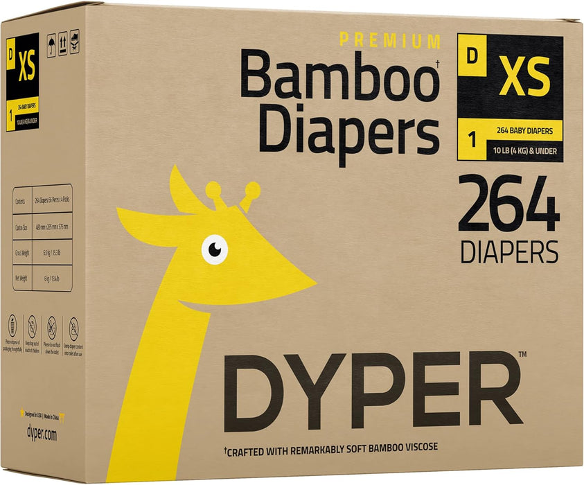 DYPER Bamboo Diaper, XS (10 Pounds and Under), 264 Count