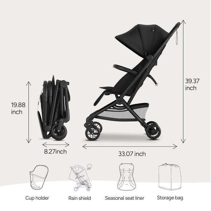 Mompush Velo Lightweight Travel Stroller, 2025, Black