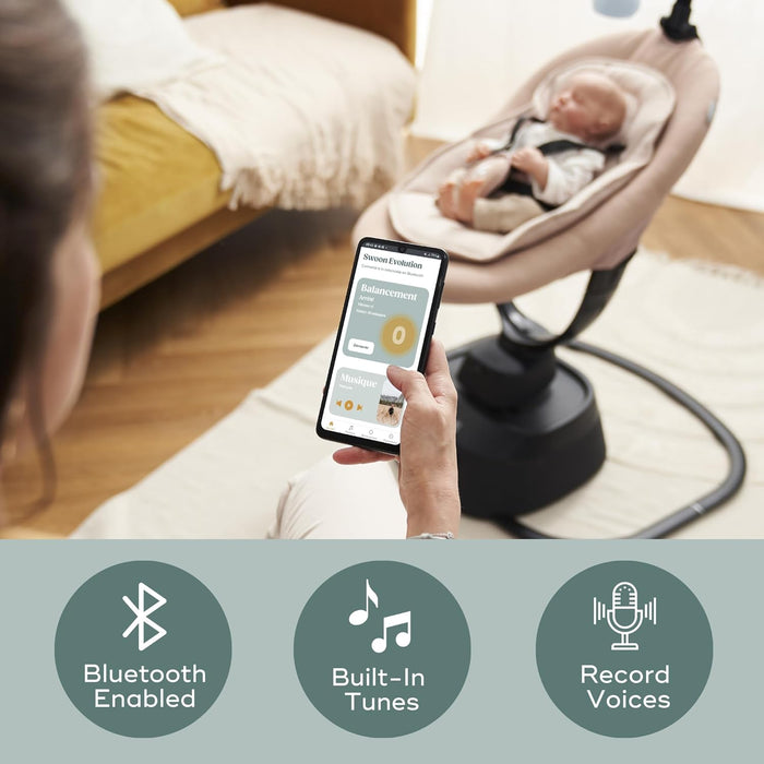 Shop Babymoov Swoon Evolution Smart Baby Swing, Cream/Black at GoodBuy Gear