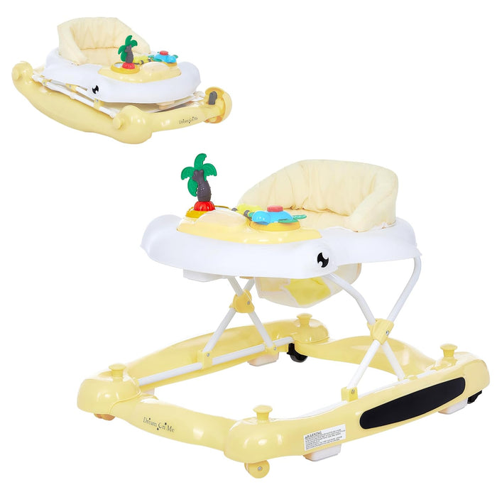 Dream On Me Aloha Fun 2-in-1 Walker And Rocker, Yellow