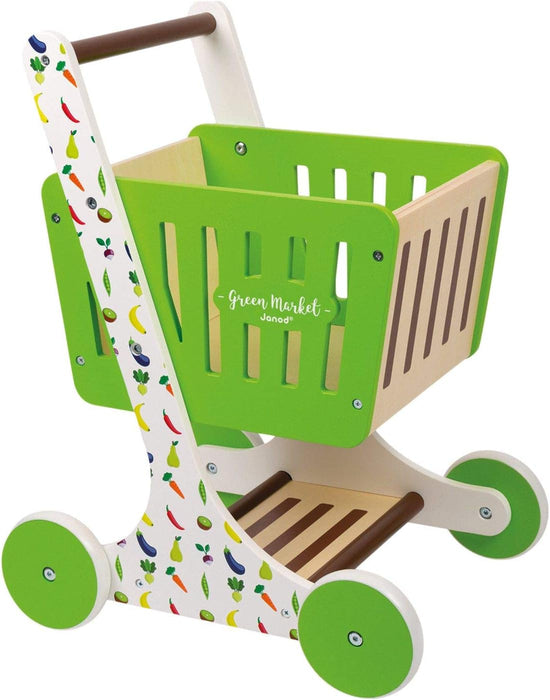 Janod Green Market Wooden Shopping Cart