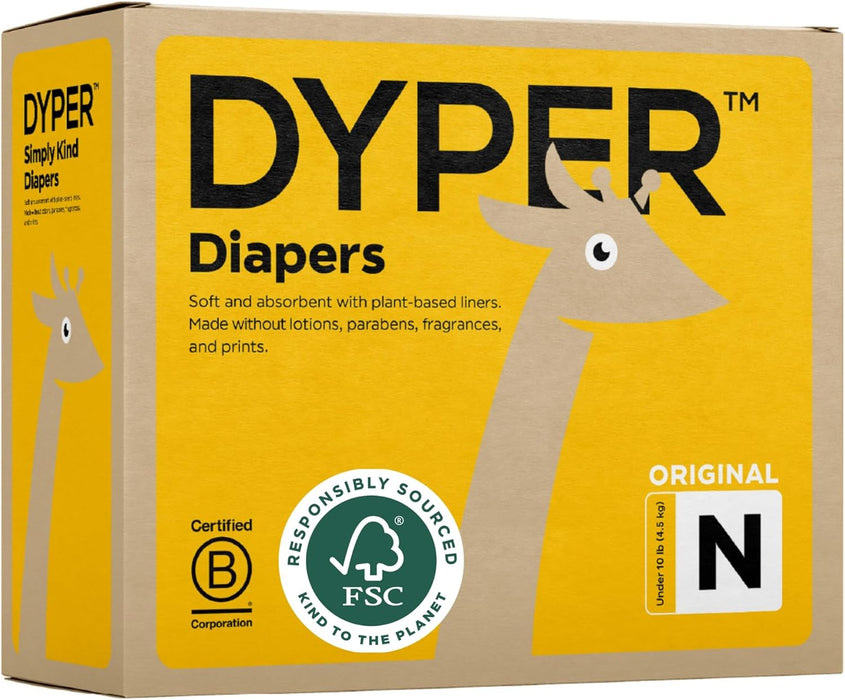 DYPER Bamboo Diaper Box, Newborn, 204 Count