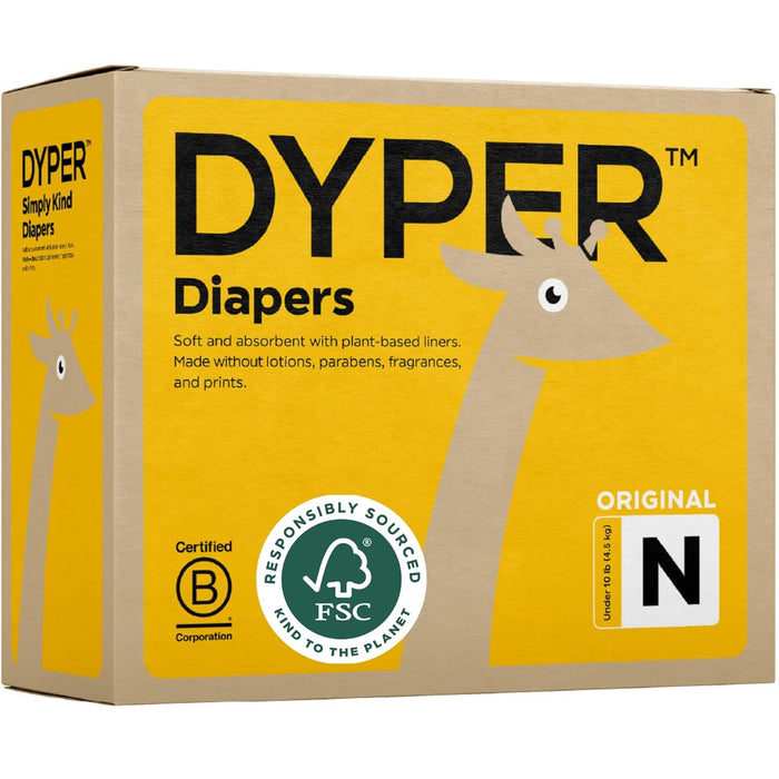 DYPER Bamboo Diaper Box, Newborn, 204 Count