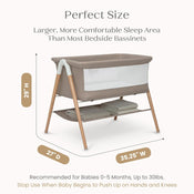 Shop Delta Children Bondi Adjustable Height Bedside Beechwood Bassinet, Tan, Bedside Bassinet at GoodBuy Gear