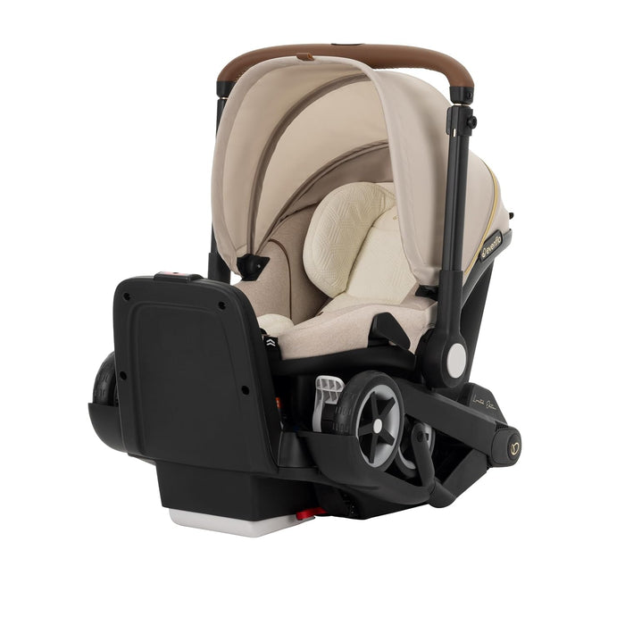 Evenflo Gold Shyft Dual Ride Infant Car Seat Stroller Combo, 2025, Champagne, with Green/Gentle Fabric