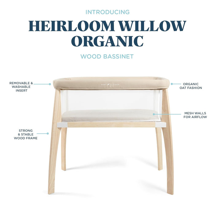 Baby Delight Heirloom Willow Organic Wooden Bassinet, Organic Oat