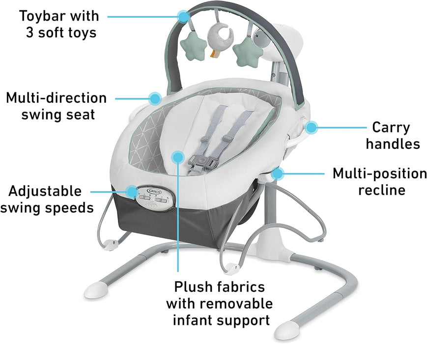 Graco Soothe 'n Sway LX Swing with Portable Bouncer, Derby Fashion