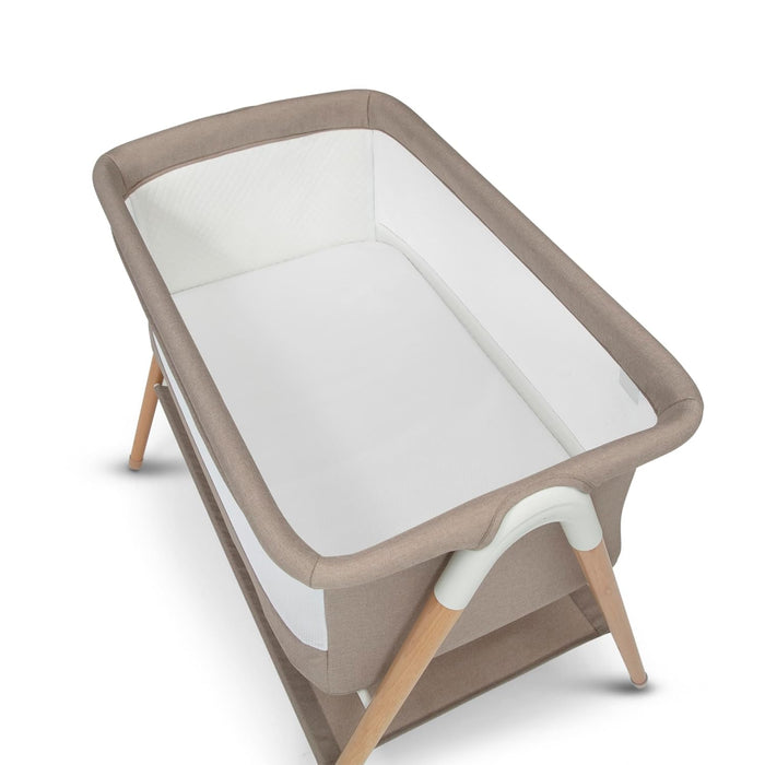 Shop Delta Children Bondi Adjustable Height Bedside Beechwood Bassinet, Tan, Bedside Bassinet at GoodBuy Gear