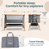 Shop Tutti Bambini CoZee Air Bedside Bassinet, Oak/Charcoal at GoodBuy Gear