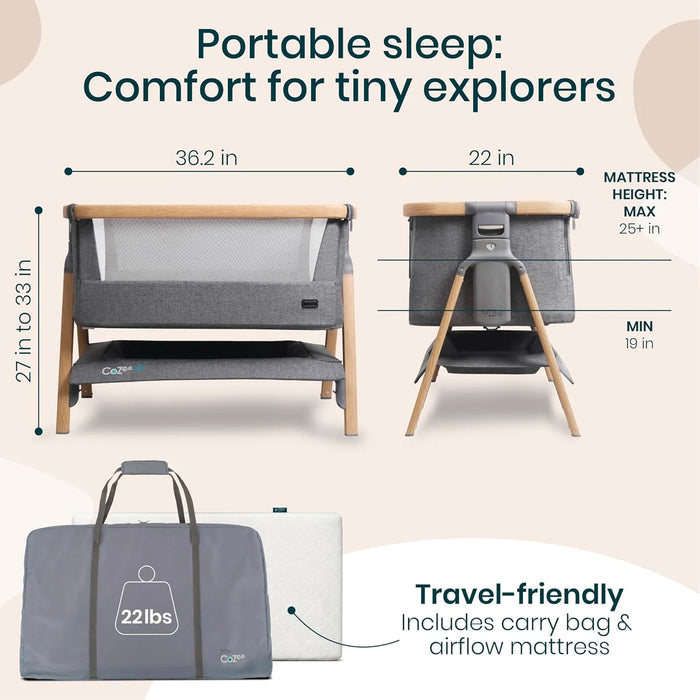 Shop Tutti Bambini CoZee Air Bedside Bassinet, Oak/Charcoal at GoodBuy Gear