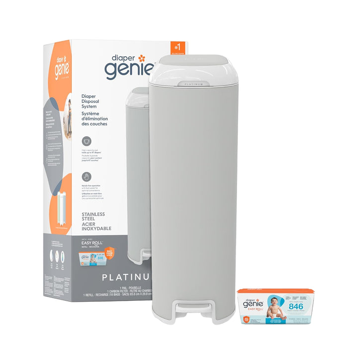 Diaper Genie Platinum Pail Gift Set, Grey