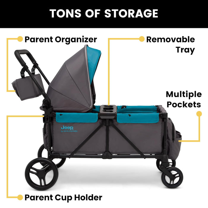 Shop Delta Children Jeep Sport All-Terrain Stroller Wagon, Grey with Blue Moon at GoodBuy Gear