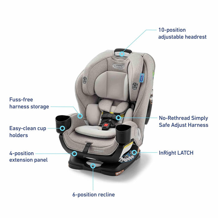 Graco Extend2Fit 3-in-1 Convertible Car Seat, 2026, Ashten