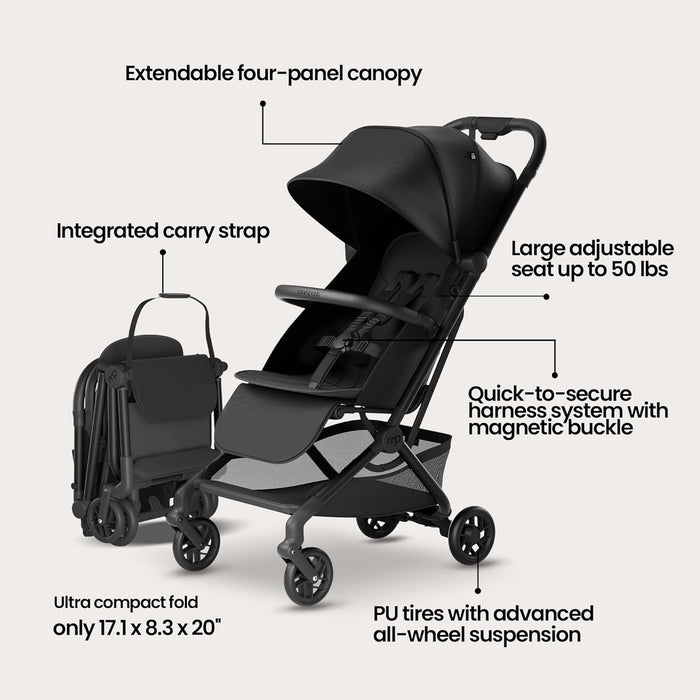 Mompush Velo Lightweight Travel Stroller, 2025, Black