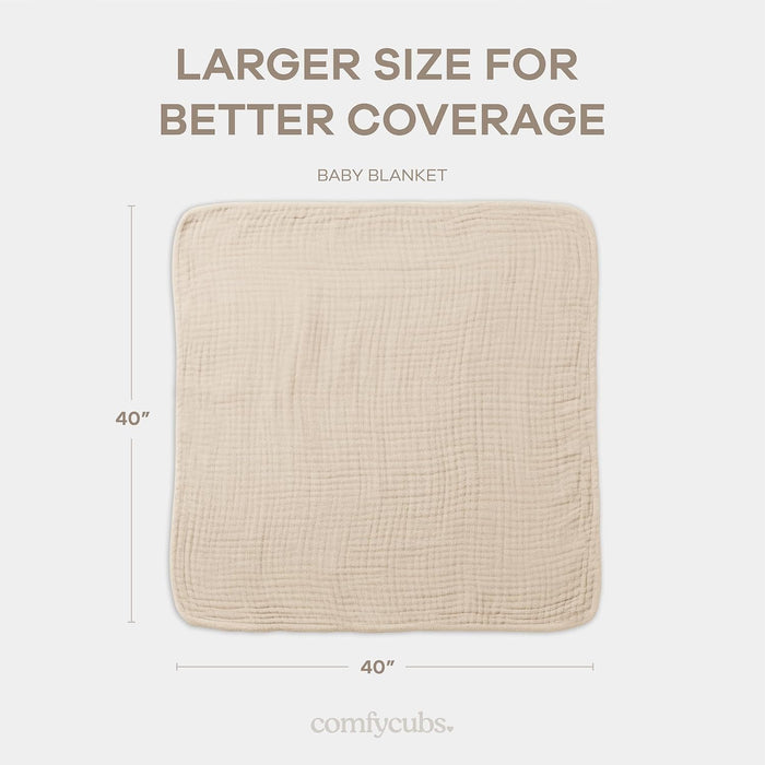 Comfy Cubs Muslin Baby Blanket, Sand