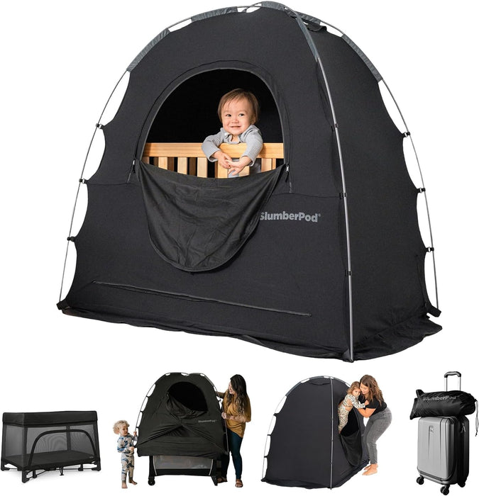 SlumberPod 3.0 Sleep Canopy with Fan, Black with Gray Accents