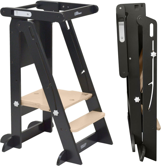 Little Partners Learn ‘N Fold Learning Tower, Charcoal with Natural