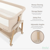 Shop Evolur Lullaby Portable Bassinet with Wheels, Beige at GoodBuy Gear