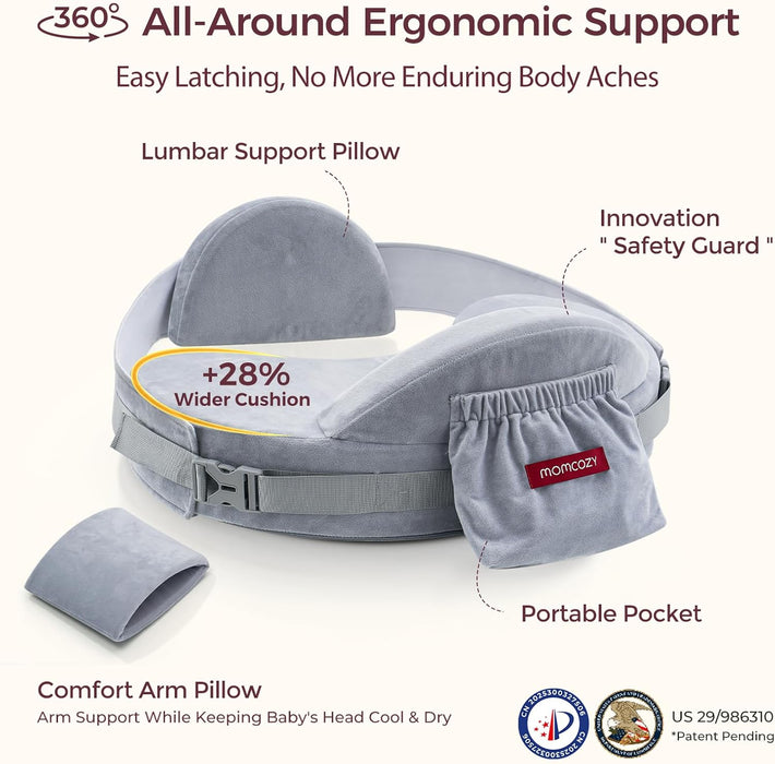 Shop Momcozy MaxSupport Nursing Pillow, Cozy ProGray at GoodBuy Gear