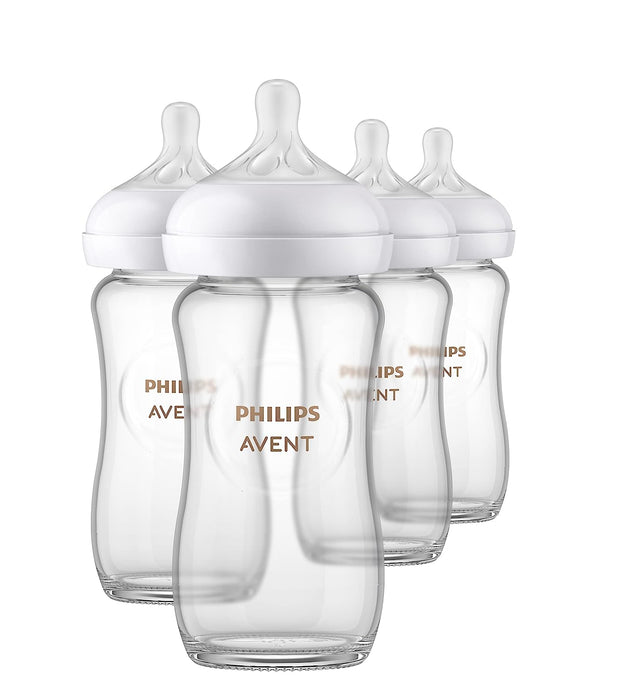 Philips Avent Natural Glass Baby Bottles, 4-Pack, 8oz