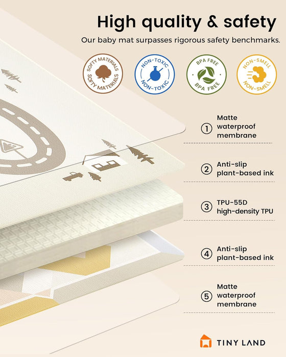 Tiny Land Double-Sided Baby Playmat, Modern Zoo Oasis