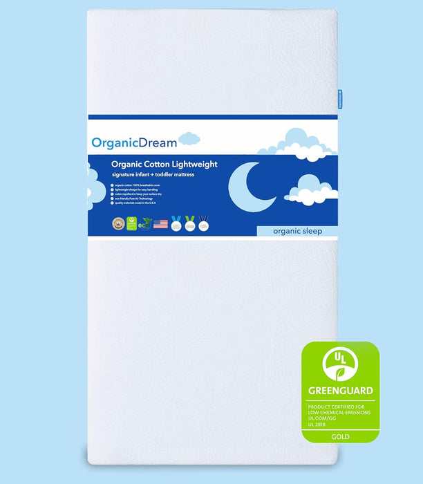 Shop Organic Dream Organic Cotton Lightweight Crib Mattress, White, Standard (52x28x5) at GoodBuy Gear