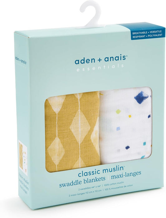 Aden + Anais Essentials Cotton Muslin Swaddle (2 Pack), Kite Parade