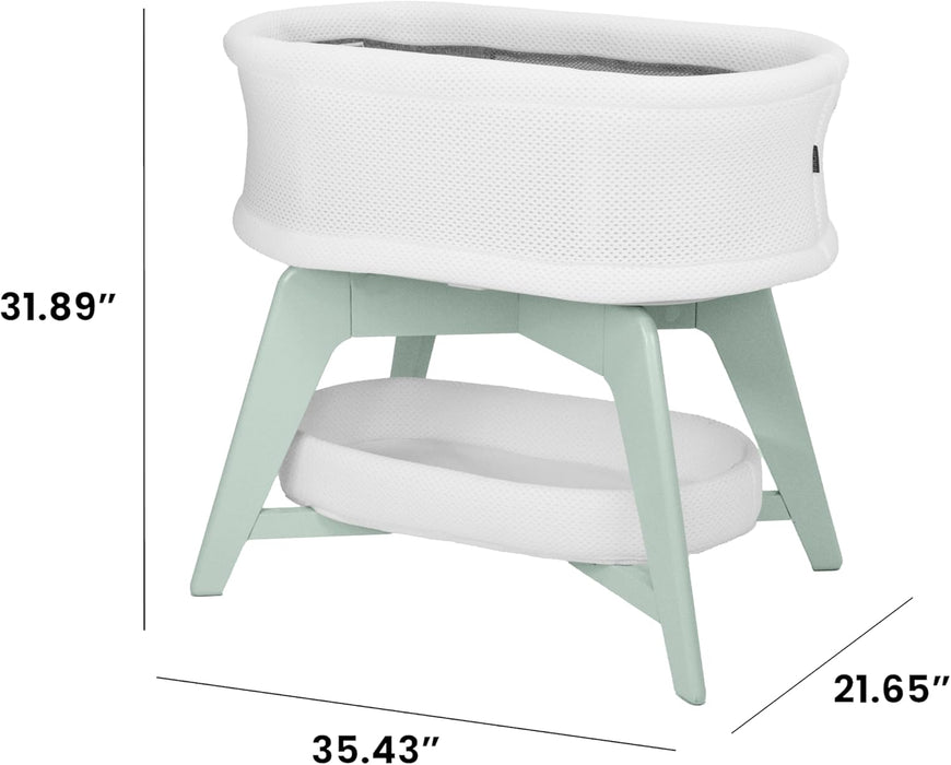 TruBliss Evi Smart Bassinet with Smart Technology, White with Mint Base