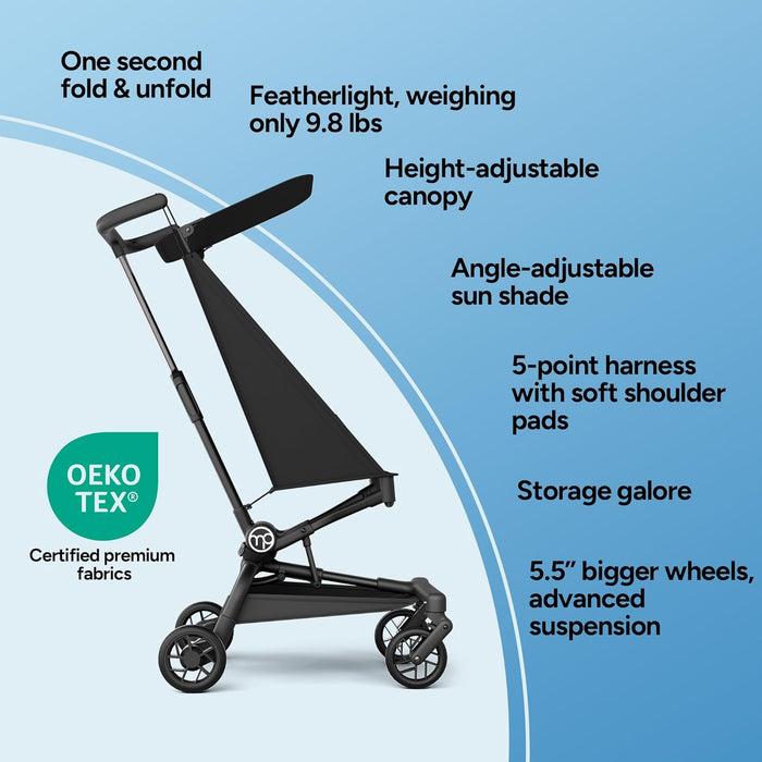 Mompush Jeto Lightweight Travel Stroller, 2025, Black
