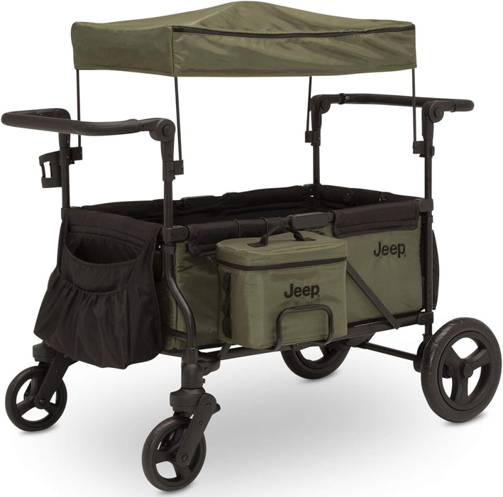 Delta Children Jeep Deluxe Wrangler Wagon Stroller with Cooler Bag and Parent Organizer, Green