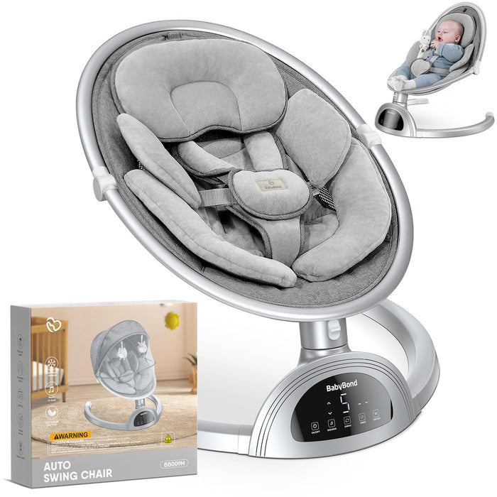BabyBond Bluetooth Infant Swing with Music Speaker and Canopy, Gray