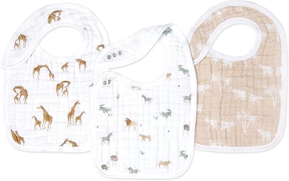 Aden + Anais Muslin Snap Bibs, 3 Pack, Safari Dreams